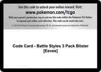 Code Card - Battle Styles 3 Pack Blister [Eevee]