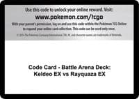 Code Card - Battle Arena Deck: Keldeo EX vs Rayquaza EX