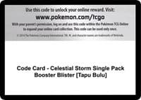 Code Card - Celestial Storm Single Pack Booster Blister [Tapu Bulu]