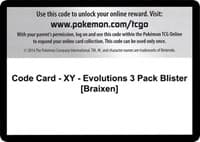 Code Card - XY - Evolutions 3 Pack Blister [Braixen]