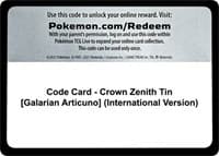 Code Card - Crown Zenith Tin [Galarian Articuno] (International Version)