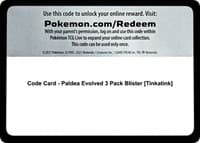 Code Card - Paldea Evolved 3 Pack Blister [Tinkatink]