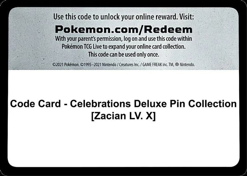 Code Card - Celebrations Deluxe Pin Collection [Zacian LV. X]
