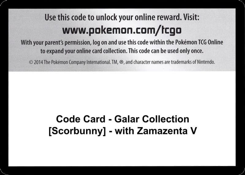 Code Card - Galar Collection [Scorbunny] - with Zamazenta V