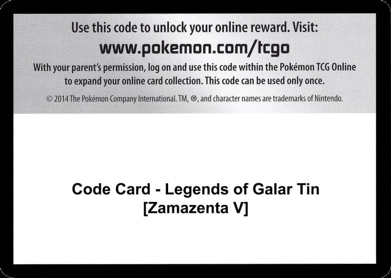 Code Card - Legends of Galar Tin [Zamazenta V]