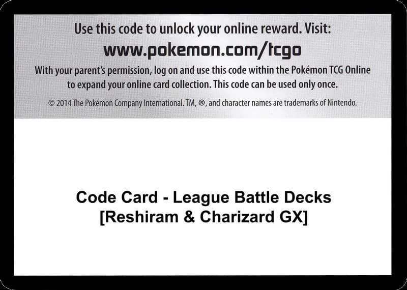 Code Card - League Battle Decks [Reshiram & Charizard GX]