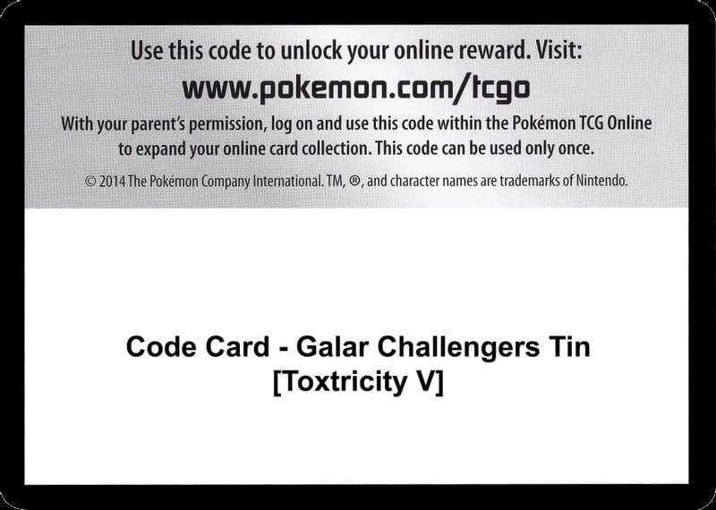 Code Card - Galar Challengers Tin [Toxtricity V]