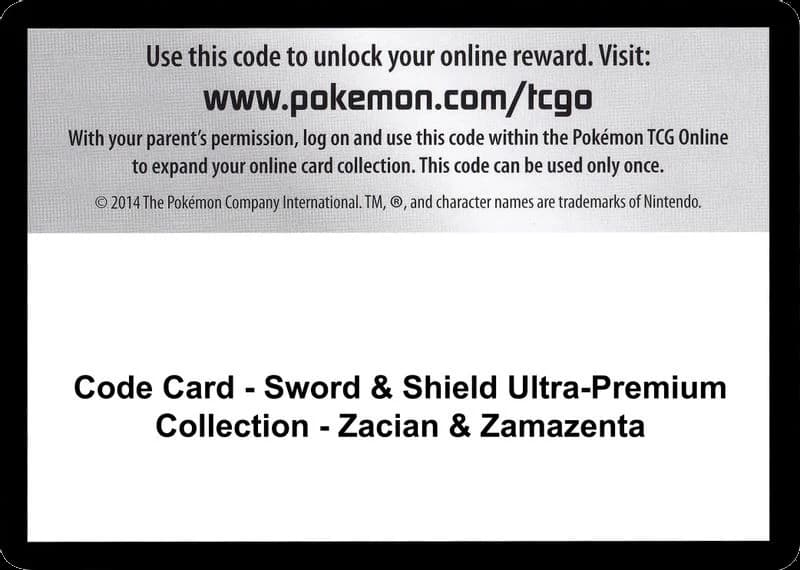 Code Card - Sword & Shield Ultra-Premium Collection - Zacian & Zamazenta