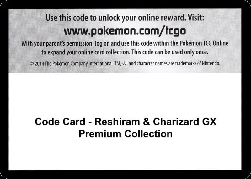 Code Card - Reshiram & Charizard GX Premium Collection