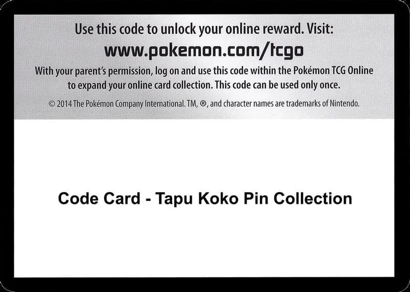 Code Card - Tapu Koko Pin Collection
