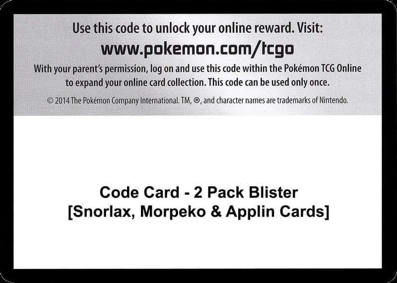 Code Card - 2 Pack Blister [Snorlax, Morpeko & Applin Cards]