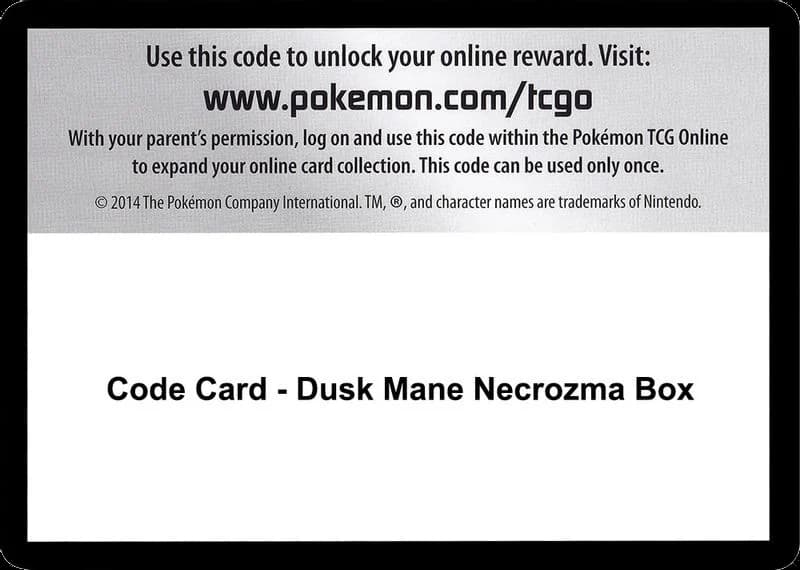 Code Card - Dusk Mane Necrozma Box
