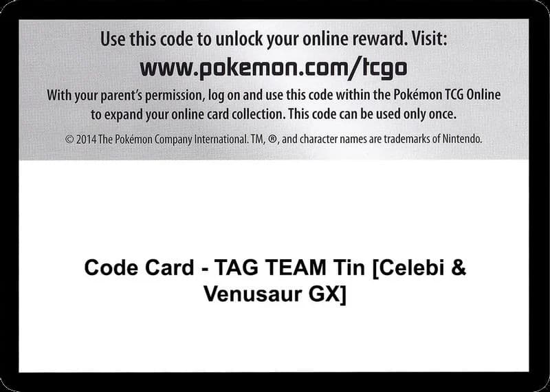 Code Card - TAG TEAM Tin [Celebi & Venusaur GX]