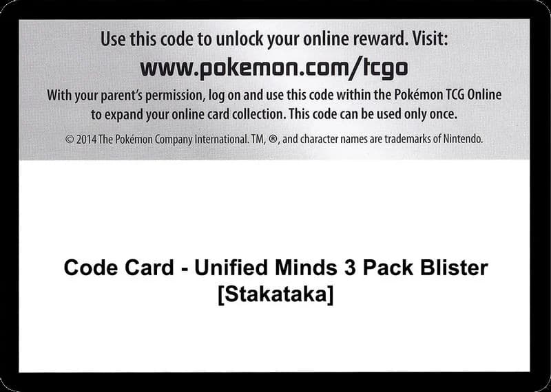 Code Card - Unified Minds 3 Pack Blister [Stakataka]
