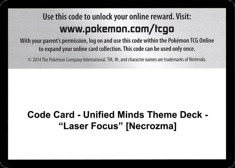 Code Card - Unified Minds Theme Deck - "Laser Focus" [Necrozma]