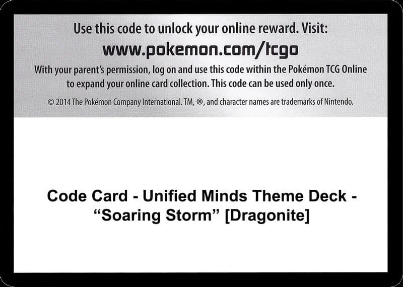 Code Card - Unified Minds Theme Deck - "Soaring Storm" [Dragonite]