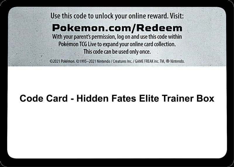 Code Card - Hidden Fates Elite Trainer Box
