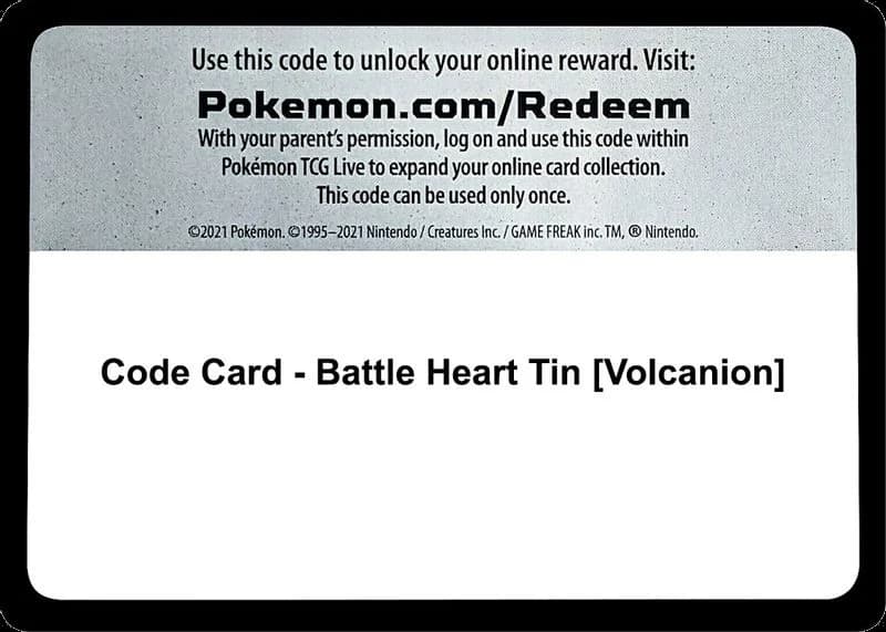 Code Card - Battle Heart Tin [Volcanion]