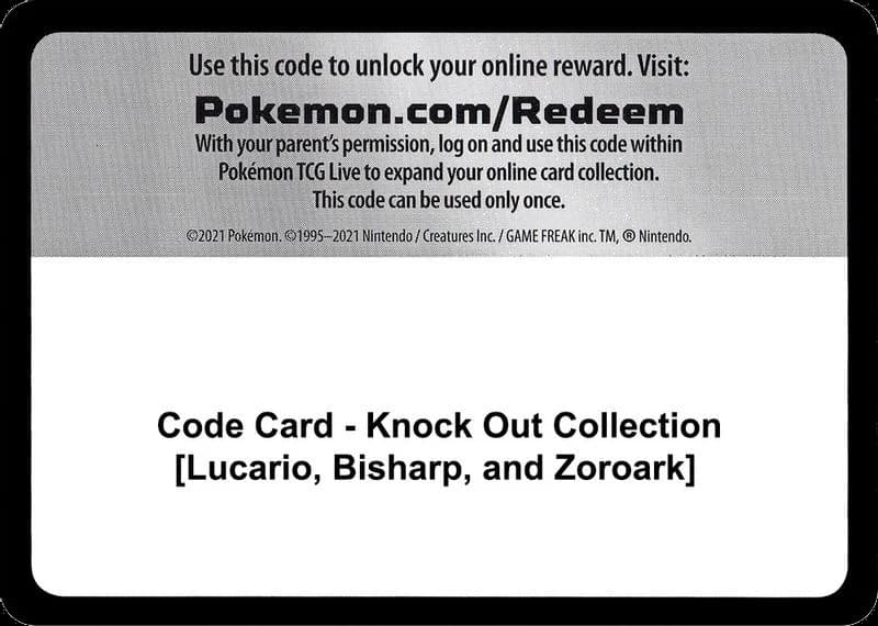 Code Card - Knock Out Collection [Lucario, Bisharp, and Zoroark]
