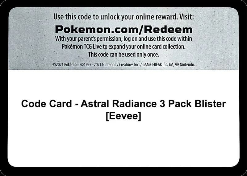 Code Card - Astral Radiance 3 Pack Blister [Eevee]