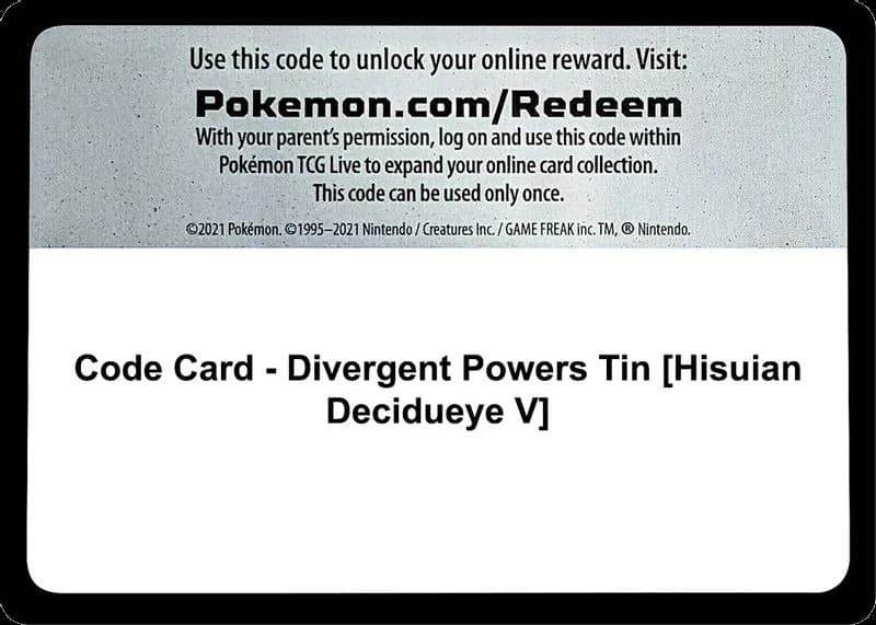 Code Card - Divergent Powers Tin [Hisuian Decidueye V]