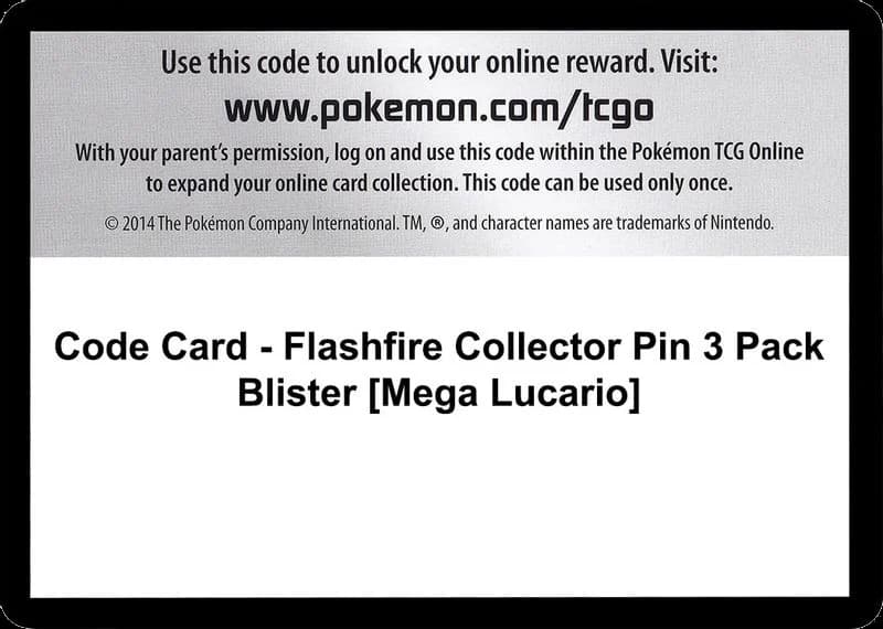 Code Card - Flashfire Collector Pin 3 Pack Blister [Mega Lucario]