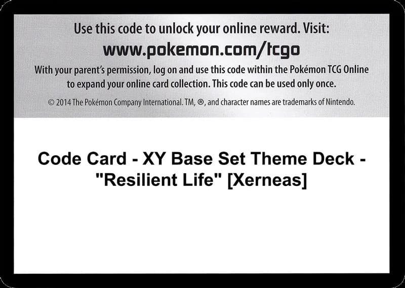 Code Card - XY Base Set Theme Deck - "Resilient Life" [Xerneas]