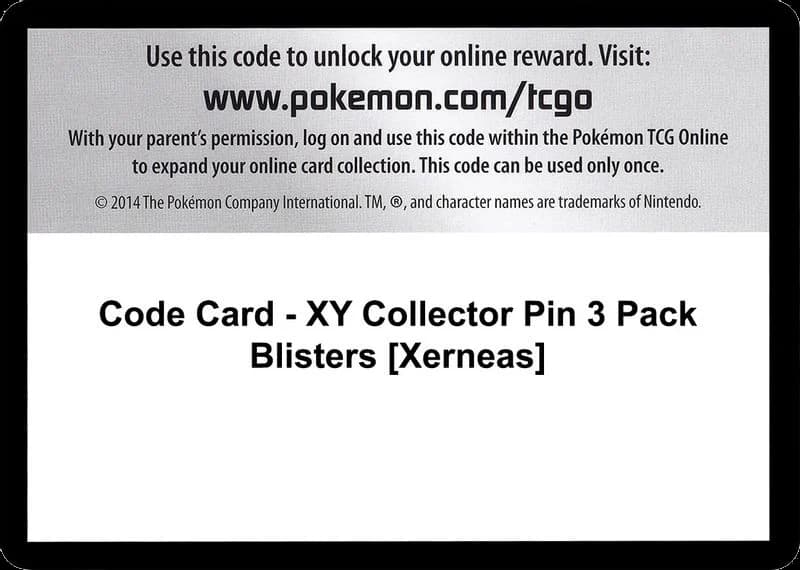 Code Card - XY Collector Pin 3 Pack Blisters [Xerneas]