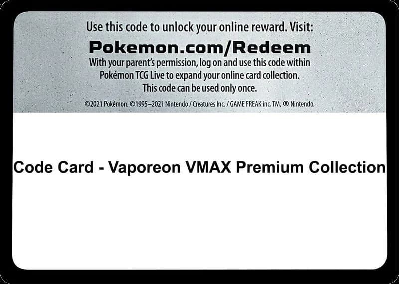 Code Card - Vaporeon VMAX Premium Collection