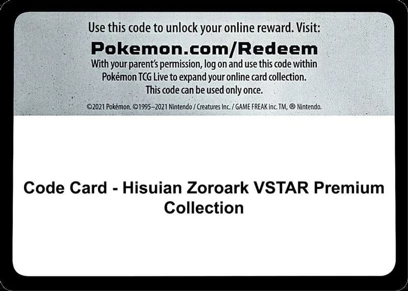 Code Card - Hisuian Zoroark VSTAR Premium Collection