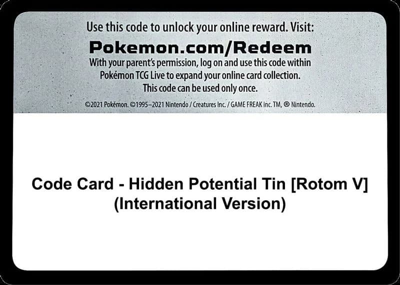Code Card - Hidden Potential Tin [Rotom V] (International Version)