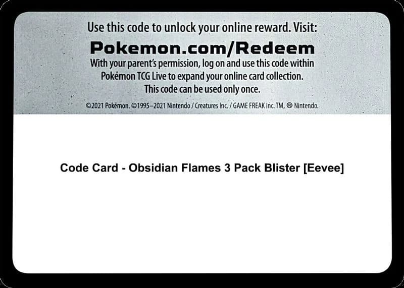Code Card - Obsidian Flames 3 Pack Blister [Eevee]