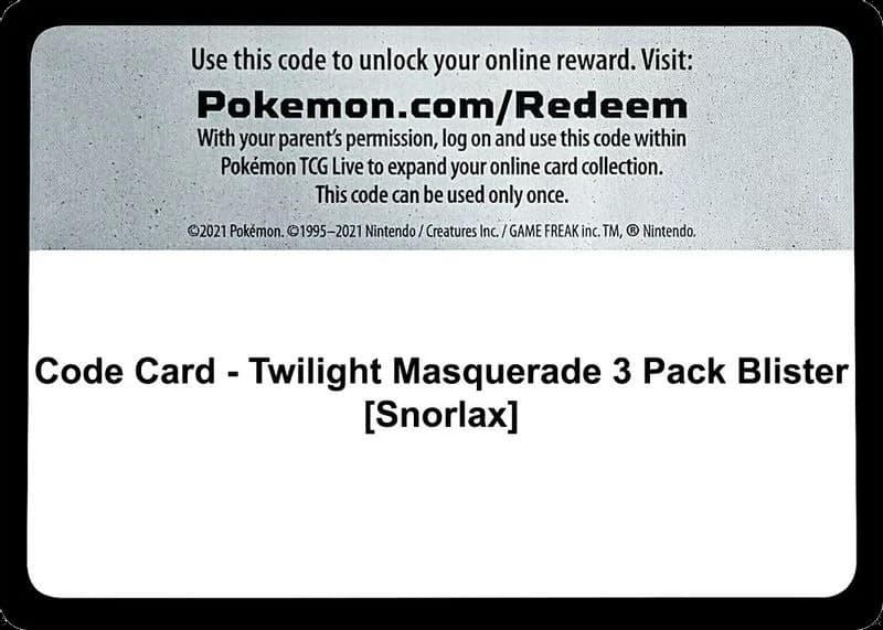 Code Card - Twilight Masquerade 3 Pack Blister [Snorlax]