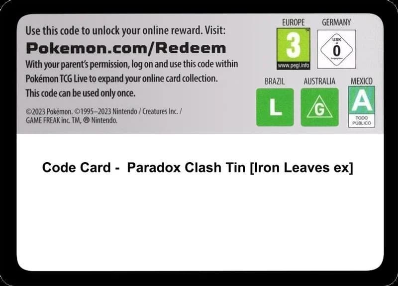 Code Card - Paradox Clash Tin [Iron Leaves ex]