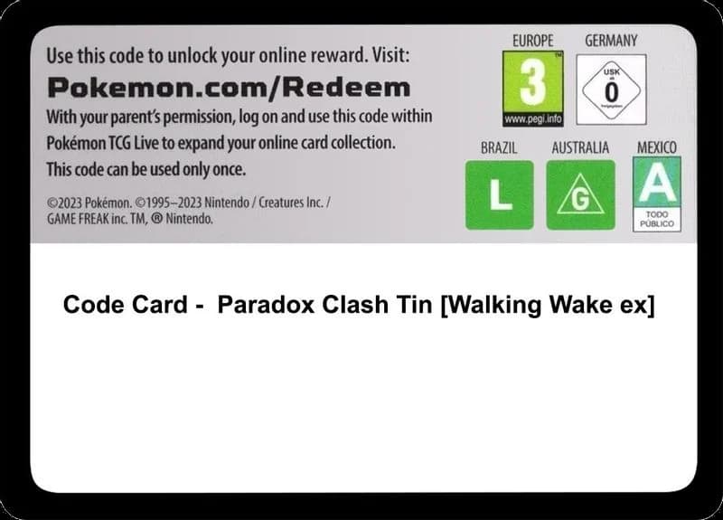 Code Card - Paradox Clash Tin [Walking Wake ex]