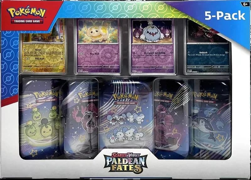 Costco Pokemon Scarlet & Violet Paldean Fates Mini Tin 5-pack
