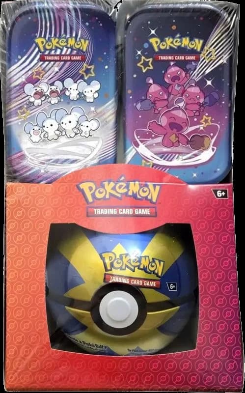 Retail Exclusive Pokemon Paldean Fates Mini Tins + Poke Ball Tin